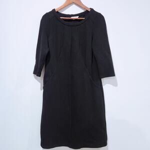 Boden Womens Black Ribbed 3/4 Sleeve Midi Dress Size 8 Long Career Business